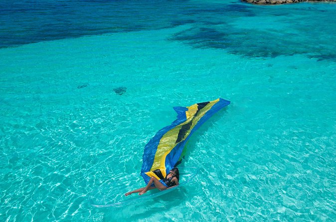 Nassau Clear Kayak Drone Photoshoot- Floating Dress - On the clear kayak with the dress arranged around you